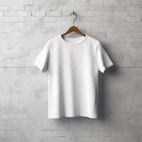 ilustración de un blanco llanura camiseta Bosquejo, ai generado foto