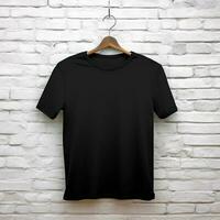 Illustration of a black plain t-shirt mockup, AI Generated photo