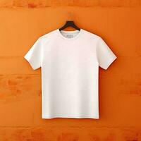 Illustration of a white plain t-shirt mockup, AI Generated photo