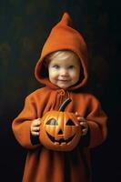 An illustration of children wearing a halloween costume , AI Generated photo