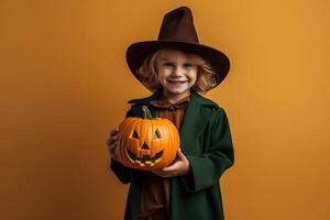 An illustration of children wearing a halloween costume , AI Generated photo