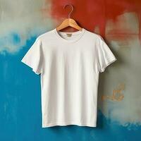 Illustration of a white plain t-shirt mockup, AI Generated photo