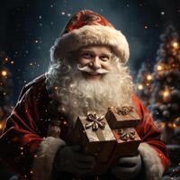 Illustration of a Santa Claus with a Christmas background, AI Generated photo