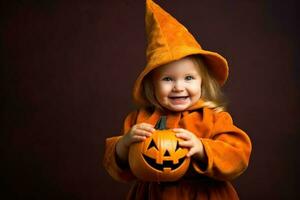 An illustration of children wearing a halloween costume , AI Generated photo