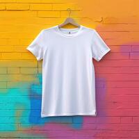 Illustration of a white plain t-shirt mockup, AI Generated photo