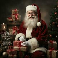 Illustration of a Santa Claus with a Christmas background, AI Generated photo