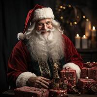 Illustration of a Santa Claus with a Christmas background, AI Generated photo