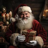 Illustration of a Santa Claus with a Christmas background, AI Generated photo