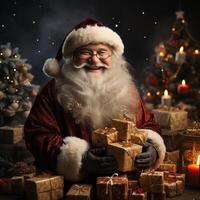 Illustration of a Santa Claus with a Christmas background, AI Generated photo