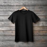 Illustration of a black plain t-shirt mockup, AI Generated photo