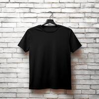 Illustration of a black plain t-shirt mockup, AI Generated photo