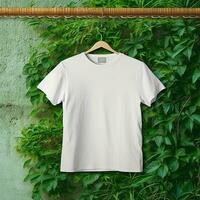 Illustration of a white plain t-shirt mockup, AI Generated photo