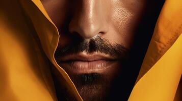 An illustration of a fashion portrait of a man combined with abstract art., photo