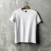 Illustration of a white plain t-shirt mockup, AI Generated photo