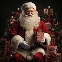 Illustration of a Santa Claus with a Christmas background, AI Generated photo