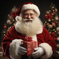 Illustration of a Santa Claus with a Christmas background, AI Generated photo