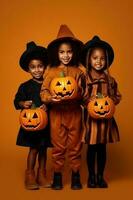 An illustration of children wearing a halloween costume , AI Generated photo