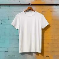 Illustration of a white plain t-shirt mockup, AI Generated photo