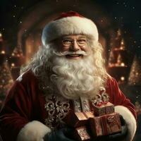 Illustration of a Santa Claus with a Christmas background, AI Generated photo