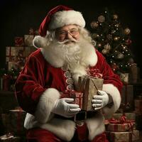 Illustration of a Santa Claus with a Christmas background, AI Generated photo