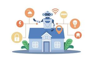 Smart home devices employ AI for automation. vector