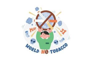 mundo No tabaco día ilustración concepto en blanco antecedentes vector