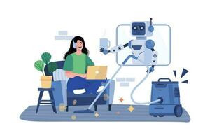 AI virtual assistants assist with daily tasks. vector