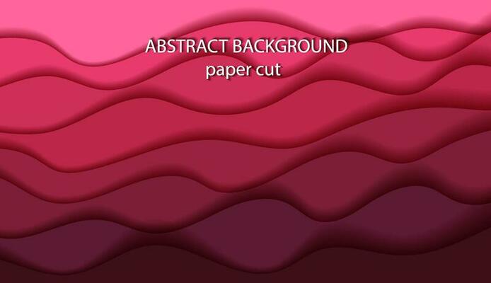 Abstract background, lines and waves in paper cut style, paint flowing on the wall, trendy color Viva Magenta