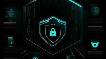 technology illustration about cyber security on black photo