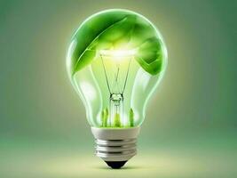 the light bulb that represents green energy for technology, environmental friendly and renewable energy photo