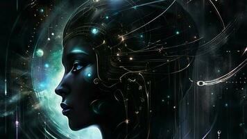 illustration of human brain and AI technology photo