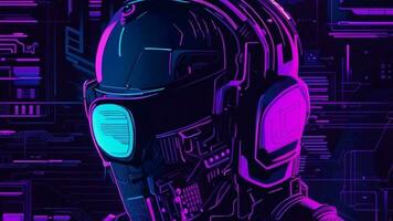 cyber futuristic robot neon style illustration photo