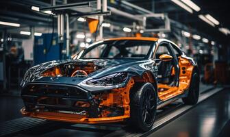 steel car frame quality check on a assemble line photo