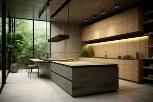 contemporary kitchen features beautiful wood paneling and countertops, creating a warm and inviting space photo