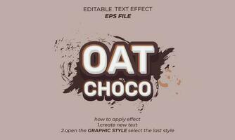 oat choco text effect typography, 3d text. vector template