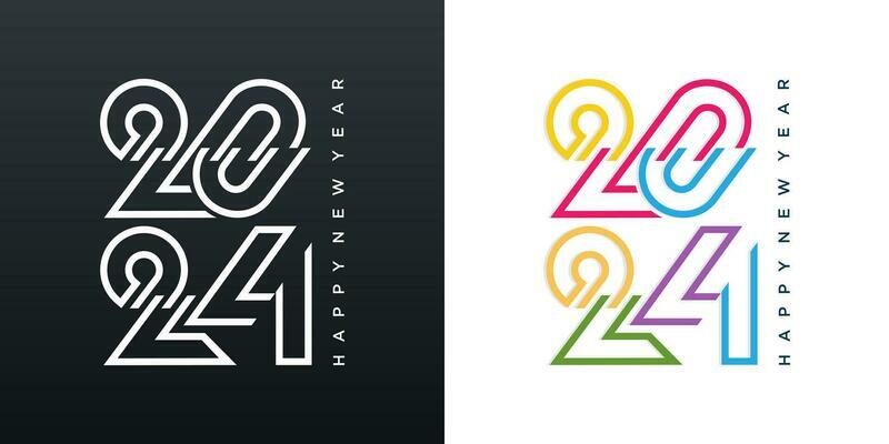 2024 Happy New Year logo text design. 2024 number design template. Vector illustration.