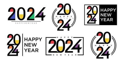 2024 Happy New Year logo text design. 2024 number design template. Vector illustration.