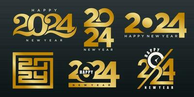 2024 Happy New Year logo text design. 2024 number design template. Vector illustration.