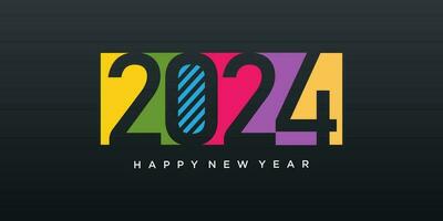 2024 Happy New Year logo text design. 2024 number design template. Vector illustration.