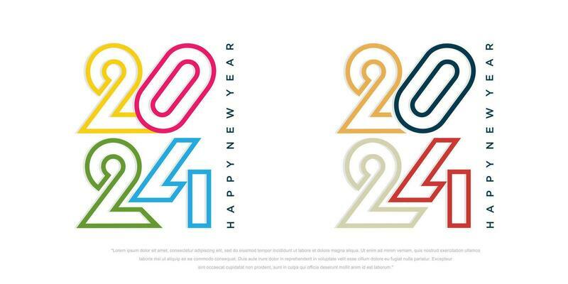 2024 Happy New Year logo text design. 2024 number design template. Vector illustration.