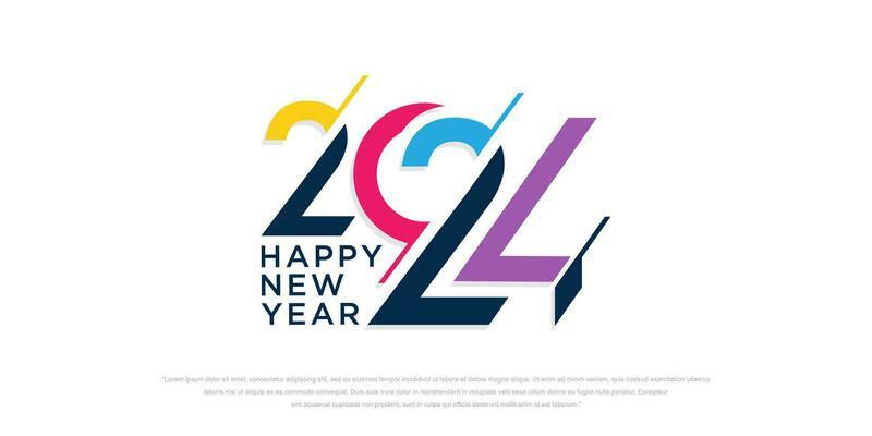 2024 Happy New Year logo text design. 2024 number design template. Vector illustration.