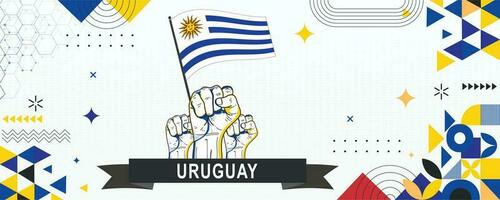 URUGUAY  flag independence day geometric Country web banner. corporate abstract background design with flag theme. Country Vector Illustration