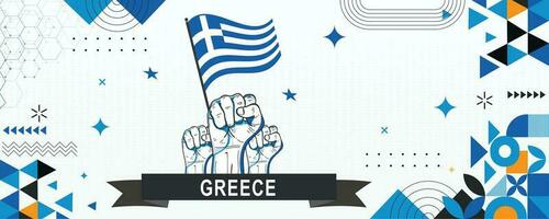 GREECE  flag independence day geometric Country web banner. corporate abstract background design with flag theme. Country Vector Illustration