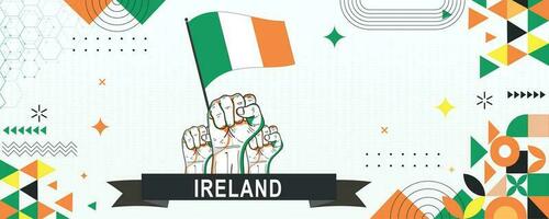 IRELAND  flag independence day geometric Country web banner. corporate abstract background design with flag theme. Country Vector Illustration