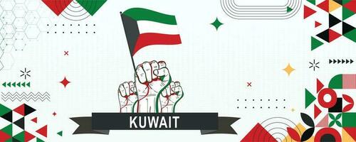 KUWAIT flag independence day geometric Country web banner. corporate abstract background design with flag theme. Country Vector Illustration