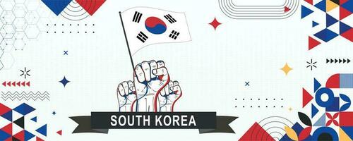 SOUTH KOREA  flag independence day geometric Country web banner. corporate abstract background design with flag theme. Country Vector Illustration