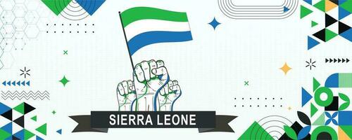 SIERRA LEONE  flag independence day geometric Country web banner. corporate abstract background design with flag theme. Country Vector Illustration