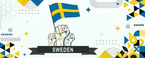 SWEDEN  flag independence day geometric Country web banner. corporate abstract background design with flag theme. Country Vector Illustration