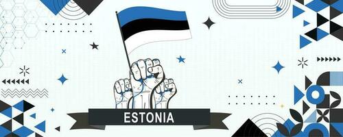 ESTONIA  flag independence day geometric Country web banner. corporate abstract background design with flag theme. Country Vector Illustration