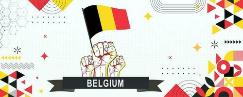 BELGIUM  flag independence day geometric Country web banner. corporate abstract background design with flag theme. Country Vector Illustration